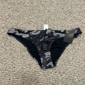 Nike Swim Women's Camo Bikini Bottom Black Gray bathing suit